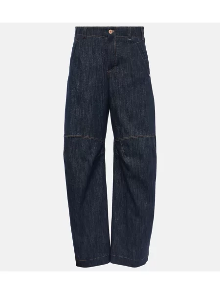 Jeansy Brunello Cucinelli z wysoką talią niebieskie