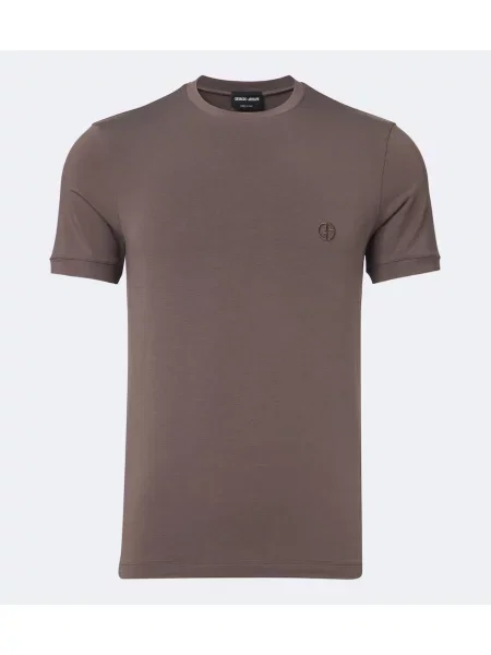 Tricou Giorgio Armani din jerseu cu autograf maro