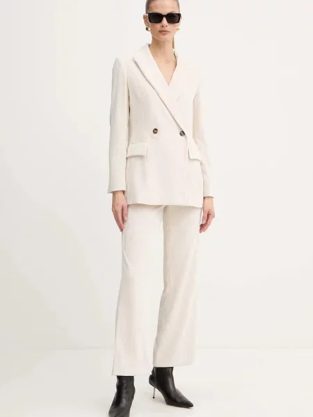 Вельветовий піджак Marella Emme by Marella двобортний однотонний бежевий