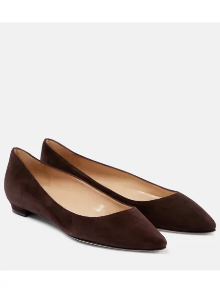 Balerini Manolo Blahnik din piele de căprioară maro
