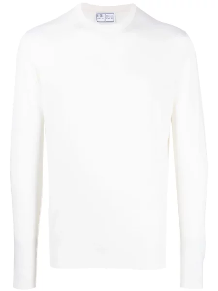 Kardigan Fedeli z kaszmiru z okrągłym dekoltem biały