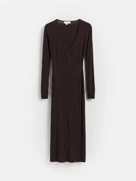 Reserved Rochie midi din maro-închis maro