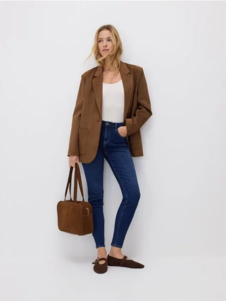 Reserved Джинси slim mid rise темно-синій сині