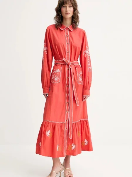 Never Fully Dressed rochie din midi evazați roșu