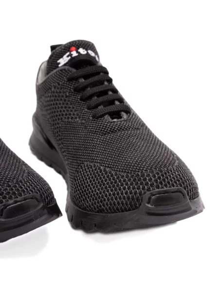 Sneakerși Kiton cu șireturi tricotate negru