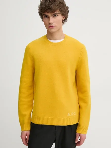 Вълнен пуловер A.P.C. pull edward мъжки жълто
