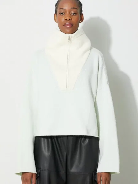 JW Anderson pulover de lână femei cu guler turcoaz