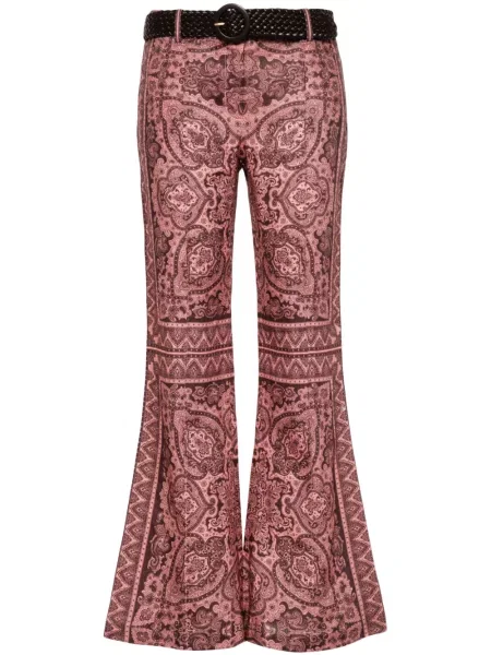 Spodnie Zimmermann z nadrukiem z wzorem paisley dzwony różowe
