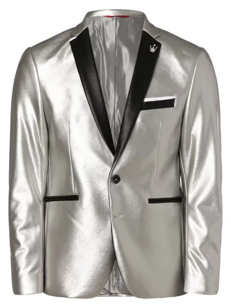 Finshley & Harding London marynarka od garnituru modułowego Mężczyźni Slim Fit jednolity 46 srebrny