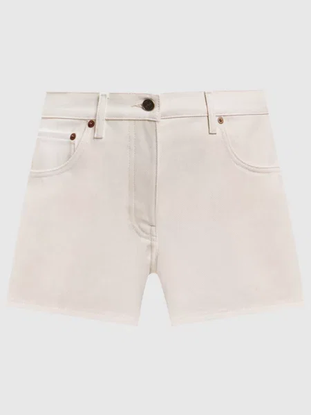 Джинсові шорти з патчем логотипа Valentino бежеві