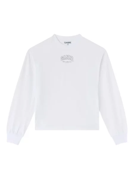 Tricou Ganni lung alb