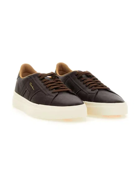 Sneakersy Santoni skórzane brązowe