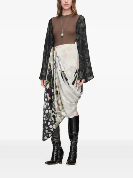 Fustă Maison Margiela cu model floral drapată negru