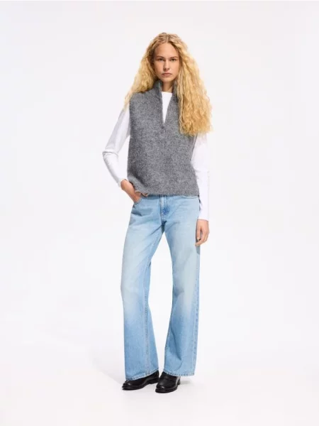 Reserved Blugi straight cu talie joasă albastru