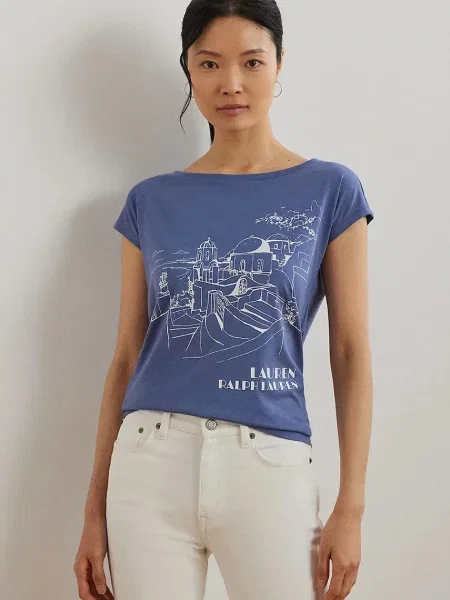 Тениска Lauren Ralph Lauren дамска синьо