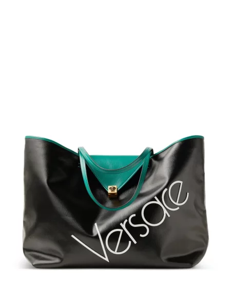 Geantă shopper Versace din canvas negru