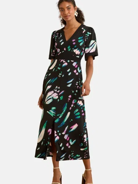 Love & roses Rochie verde / roz negru