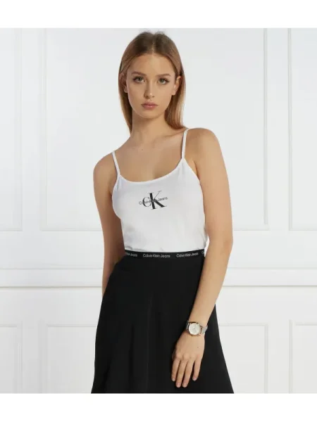 Top din denim Calvin Klein Jeans alb