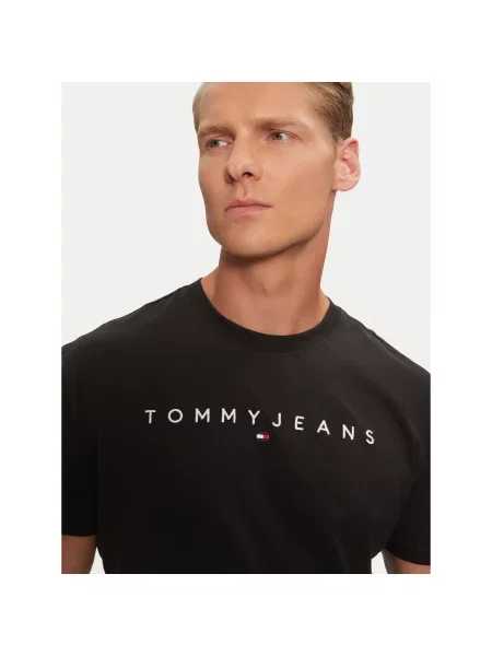 Tommy Jeans T-shirt Linear Logo Regular Fit crna