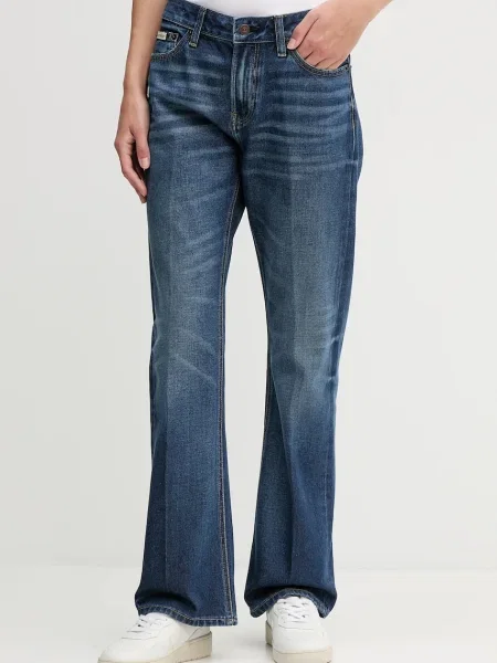 Дънки Calvin Klein Jeans със стандартна талия тъмносиньо
