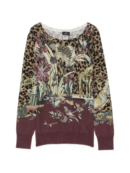 Pulover Etro cu model floral cu imagine maro