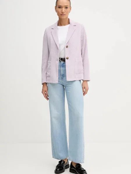 Вельветовий піджак United Colors of Benetton однобортний однотонний фіолетовий