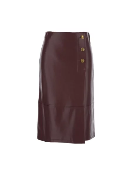 Spódnica midi Twinset do kolan skórzana brązowa