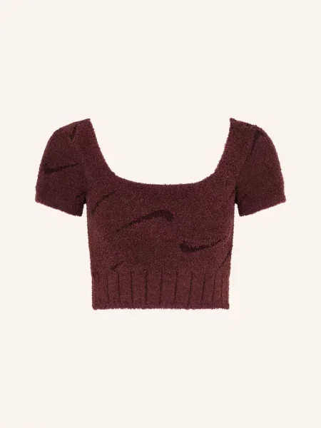 Nike Krátké Tričko Sportswear Phoenix Cozy Bouclé tmavě červená