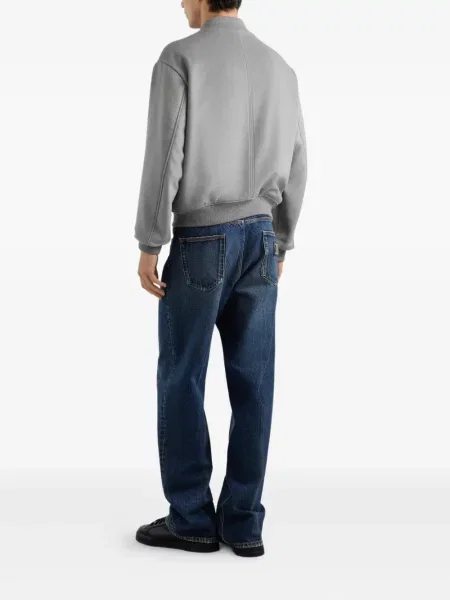 Tricou Dolce & Gabbana de mătase cu guler henley albastru