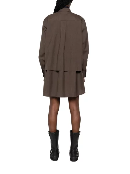 Lung rochie tip cămașă Sacai maro