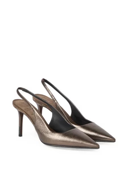 Pantofi cu toc Brunello Cucinelli din piele maro