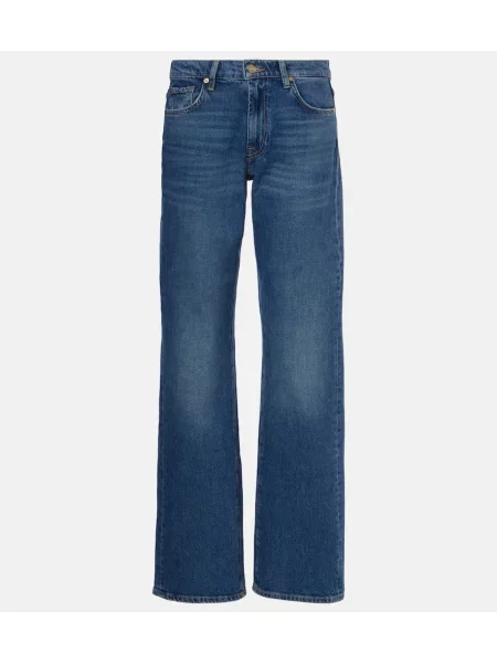 Blugi drepți 7 For All Mankind cu talie înaltă albastru