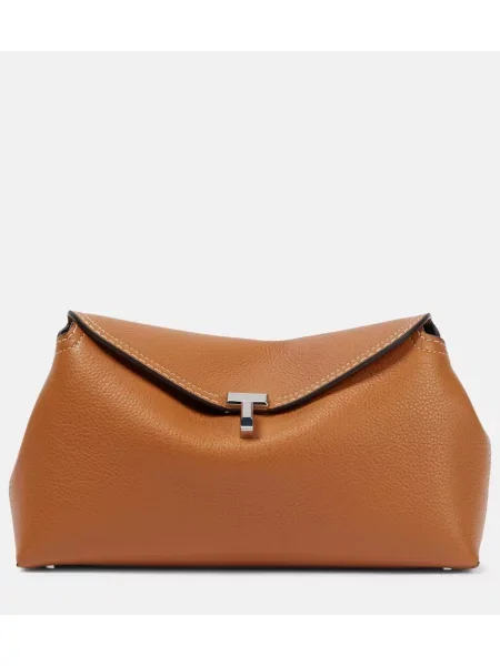 Usnjena pisemska torbica Toteme črna