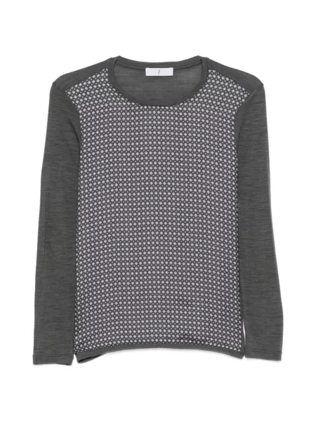 Lung tricou Why Ci cu imagine cu imprimeu geometric gri