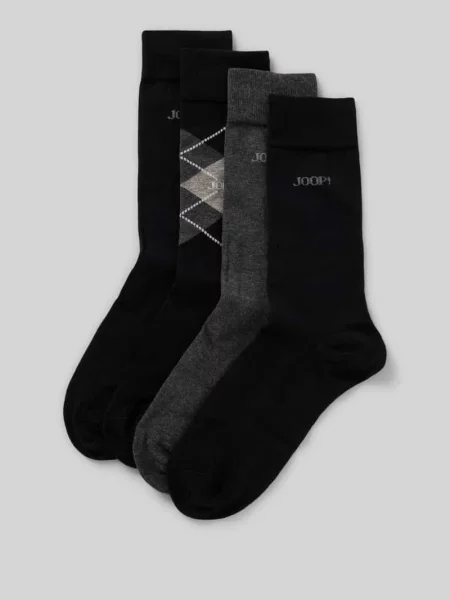 Skarpety o kroju regular fit z mieszanki wełny w zestawie 4 szt. model ‘Essentials’ Joop! Collection czarne