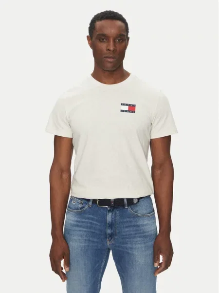 Тениска Tommy Jeans с принт бежово