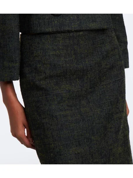 Fustă midi Shushu/tong din tweed verde
