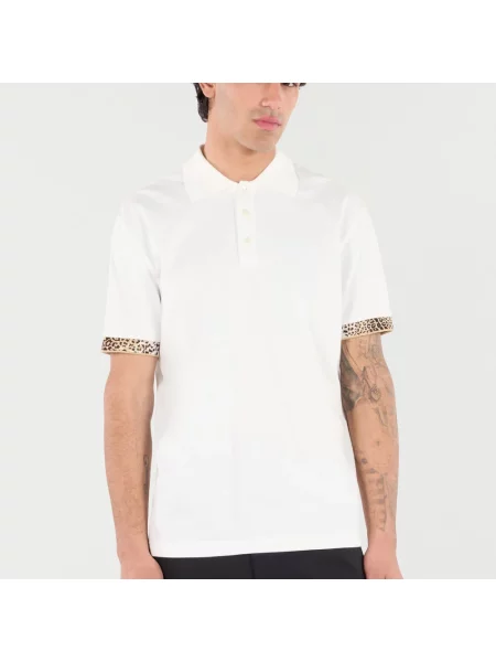 Koszulka polo Roberto Cavalli skórzana biała