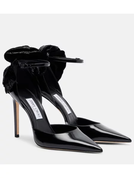 Pantofi cu toc Jimmy Choo din piele cu model floral negru