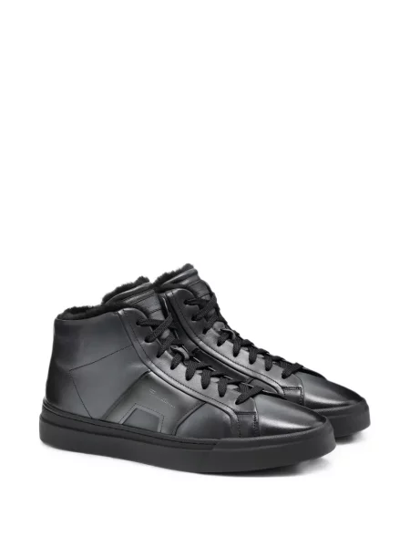 Sneakerși Santoni din piele de oaie negru