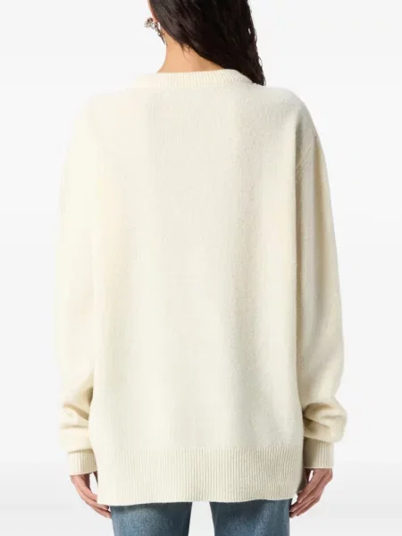 Pulover Blumarine cu model floral cu decolteu rotund alb