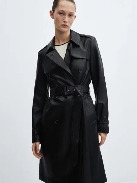 MANGO Polanapu Пальто чорний