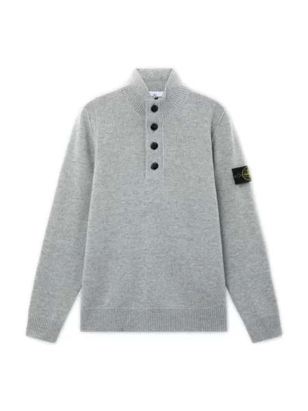 Sweter z golfem Stone Island z kamieniami wełniany szary