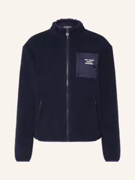 Drôle De Monsieur Sweter Typu Troyer Z Futerkiem Typu Teddy blau granatowy