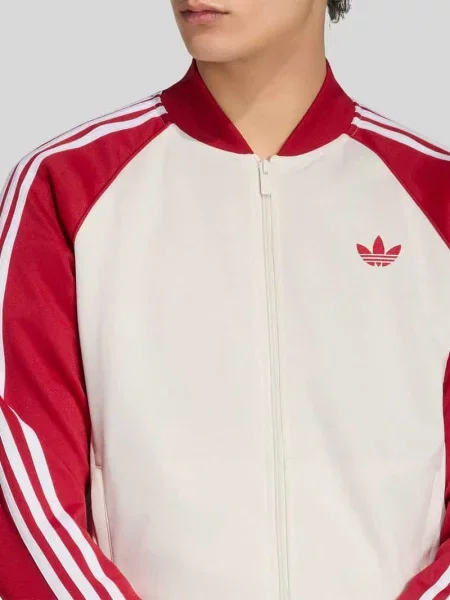 Bluza rozpinana o kroju regular fit z domieszką bawełny Adidas Originals biała