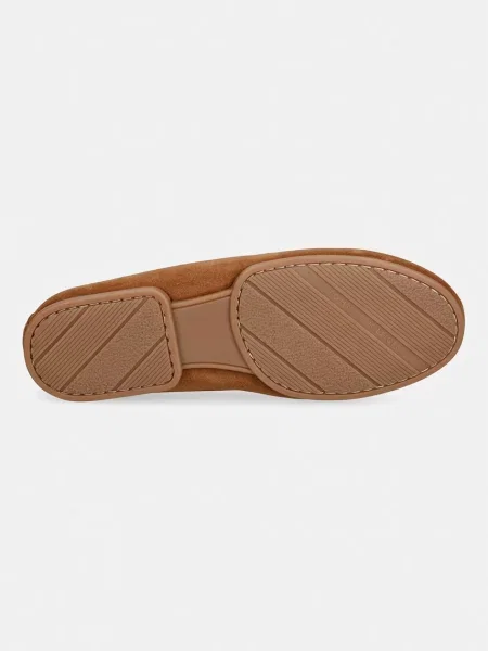 Tommy Hilfiger мокасини дамски от велур TH FLEX SUEDE LOAFER BALLERINA кафяво