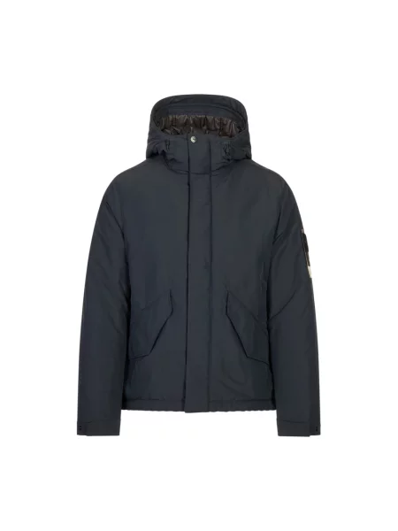 Krótka parka Stone Island z kamieniami niebieska