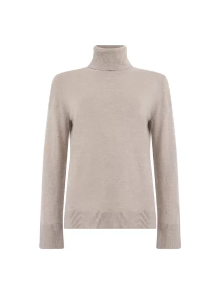 Sweter z golfem Max Mara wełniany beżowy