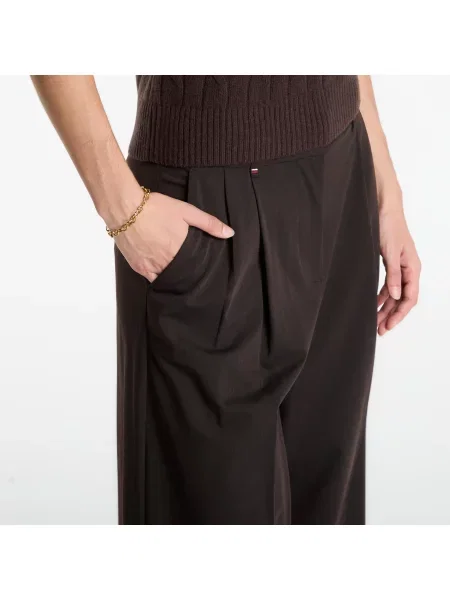 Παντελόνια Tommy Hilfiger Viscose Blend Wide Leg Chocolate 34