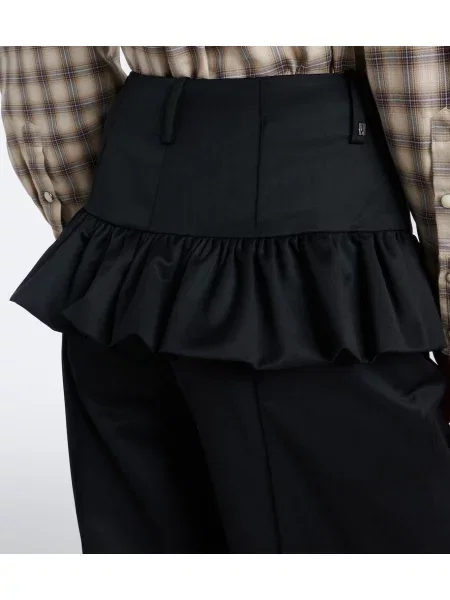 Pantaloni Ganni cu volane negru